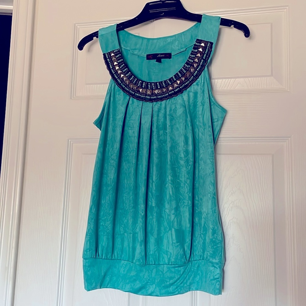 Turquoise beaded top, never worn
